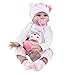 Produktbild LUCKDE Babypuppe, Puppe Lebensechte Babypuppen Reborn Babys Mädchen Weiche Babypuppe, Pinkem Strampler und mütze, 55 cm (55cm, New pink)