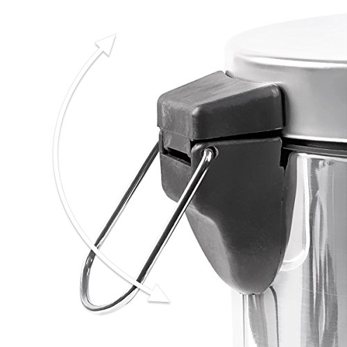 Relaxdays Treteimer 3 L aus Edelstahl H x D: 25,5 x 17 cm Abfalleimer in Metall-Optik als Abfallbehälter und Tretmülleimer für Küche und als Kosmetikeimer im Bad Tretmülleimer, silber - 6