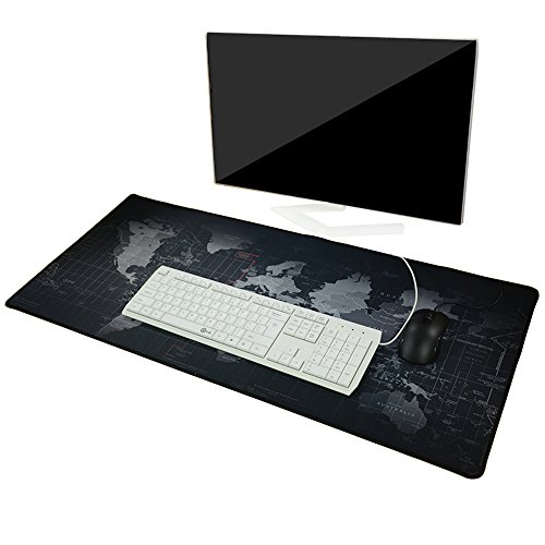 Befitery Mausunterlage Gaming-Maus-Pad Mauspad Schreibtischunterlage Rutschfeste Gummiunterseite Sicher und ungiftig MausPad Weltkarte(40x90x0.2cm) (Silber)