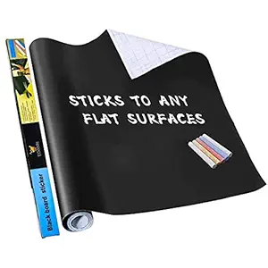 Sharp Choice Vinyl Wall Sticker Removable Decal Chalkboard Wallpaper for Childrens Home, School, Office, College, Classroom, Kids Writing Drawing Learning with 5 Chalks- (Black, 45x200cm)