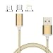 Produktbild Lively Life 3in1 Magnetisches USB Ladekabel Datenkabel Type C Lightning und Micro USB Nylon braided Kabel für iPhone & Android Smartphones,iPad Tablets ,Macbook Air/Pro,Samsung Galaxy ,LG ,Sony Xperia,Google Pixel,Huawei ,HTC ,OnePlus, Motorola Moto,MP3 players, GPS, Camera and More(3.3ft/1m ,Golden)