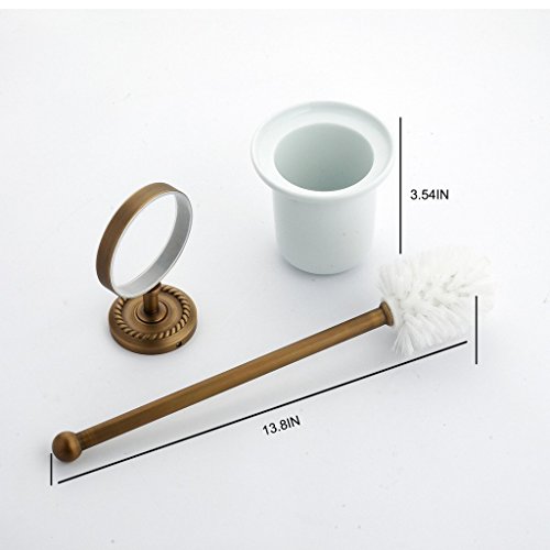 Weare Home Badzimmer geschnitzten Antiken Toilettenbürste Keramik Becher Gelb alle Kupfer Messing Toilettenbürstenhalter - 2