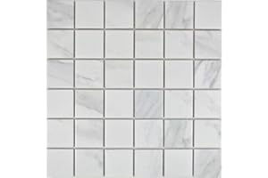 CONWIRE Piastrelle a mosaico, quadrate, bianche, in ceramica, 10 fogli