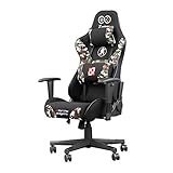 Selsey Army Chaise de Gaming Motif Camouflage Noir/Vert/Marron avec 2 Coussins