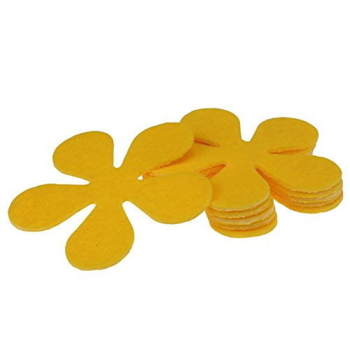 6er Set Glas-Untersetzer von MACOSA HOME Waschbare Filzuntersetzer mit Anti-Rutsch Rückseite in Blüten-Form. Hochwertige Getränkeuntersetzer in fröhlichen Farben. (Gelb) - 4