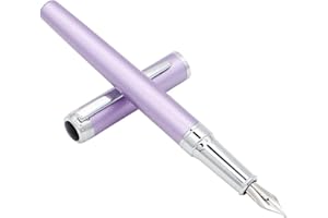 Abcsea 1 Piece Stainless Steel Fountain Pen, Fine Nib Fountain Pen, Business Pen, Light Fountain Pen, For Gift, School, Work, Purple