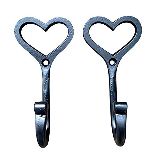 2 X HANDFORGED PFEFFERSTREUER LOVE HEART HAKEN KLEIDERHAKEN SCHMIEDEEISEN, VINTAGE-STIL, SHABBY-CHIC