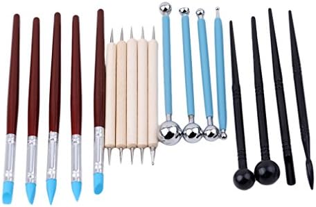 Yinew Clay Sculpting Pottery Carving Tools Set Colors Sharpers Modeling Tools ,White black blue coffee,18PCS