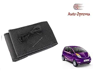 Auto Oprema Leatherette Dotted Black Car Steering Wheel Cover for Tata Nano Genx