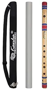 Kanha Flutes E Scale Natural Medium Assam Bamboo Flute Musical Instrument -Right Handed