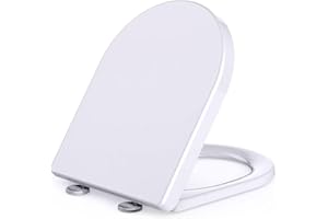 JOYYKO Klodeckel mit Absenkautomatik D-Form Toilettendeckel mit Absenkautomatik Weiß mit Schnellverschluss Funktion, Einfache Reinigung, Abnehmbarer WC-Sitz, Maximale Belastung 150kg, Einfache Montage