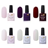 Ukiyo 6PCS empapa del color del esmalte uñas semipermanente desnudo del esmalte de uñas del gel ULTRAVIOLETA del LED 8ml