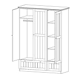 roba 58762 – Dream World 2 Kleiderschrank 3-türig 187 x 141 x 55 cm mit 1 breite und 1 schmale Schublade, 4 Böden, 1 Kleiderstange - 2