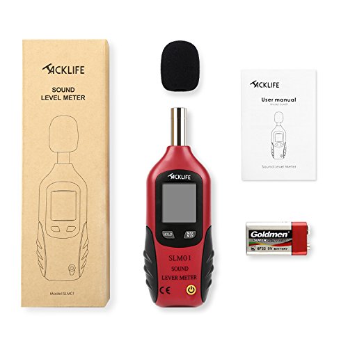 Tacklife SLM01 Klassischer Schallpegelmesser Schallpegelmessgerät Digitales Lärm Messgerät Datenspeicherfunktion Abschaltautomatik 40~ 130 dB Rot - 7