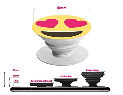 tricase SmartHolder – praktische Handy-Halterung Griff Ständer für Smartphones & Tablets & e-Reader | universeller Halter für mobile Geräte | 2 in 1 Set: mit GRATIS SmartClip (Heart Eye Smiley) - 2