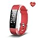 Price comparison product image Lemebo Fitness Tracker heart rate Monitor Activity Tracker Waterproof IP67 Smart Bracelet Fitness Wristband Watch Bluetooth Pedometer with Sleep Monitor Smartwatch for iPhone 7 7 Plus 6 Samsung S8 and Other Android or iOS Smartphones (Red)
