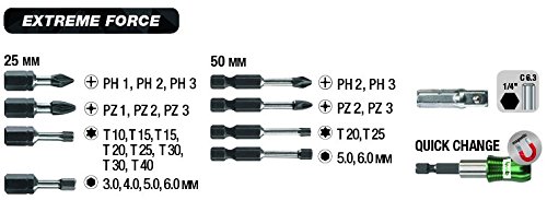 kwb Bitbox Extreme Force 165510 (28 teilig, 26 schlagfeste Bits für den Einsatz in Schlagschraubern, 25 mm und 50 mm, 1 Bithalter, 1 Adapter) - 3