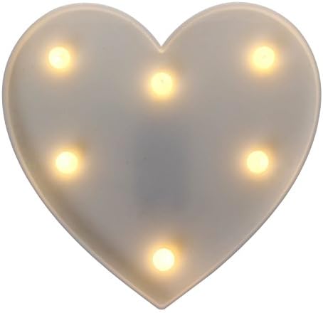 Battery Operated Heart Shape 6 LED Marquee Wall Hanging Party Night Light (17 x 16 x 3cm)