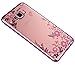 Produktbild Homikon Silikon Hülle Rosa Blume TPU Tasche Bling Glänzend Glitzer Diamant Handyhülle Transparente Handytasche Durchsichtig Schutzhülle Kompatibel mit Samsung Galaxy J7 2016 - Roségold