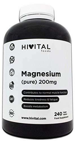 Magnesio puro 200 mg procedente de Citrato de Magnesio | 240 comprimidos (Suministro para 8 meses) | Mejora los sistemas muscular y nervioso, reduce el cansancio y la fatiga, y activa el metabolismo.