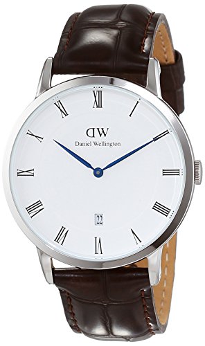 Daniel Wellington DW00100089 - Reloj de cuarzo analógico, con correa de piel de acero para hombre, color marrón