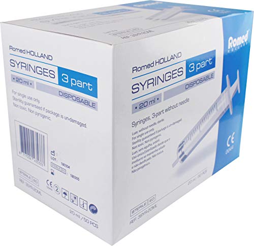 50 Jeringas desechables 20 ml Mercancías calificadas por Romed, solo pack estéril
