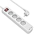 Produktbild Mehrfachsteckdose / Steckdosenleiste, USB- / RAVPower-Steckdosenleiste mit 4 Steckdosen und 2 USB-iSmart-Ports, mit Kabel von 1,5 m Länge und Aufhängungen für die Wandmontage, Ausgangsleistung insgesamt 3,1 A., weiß, IT RP-PC010(W)
