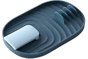 STARRY G 2PCS Cooking Spoon Rest with Lid Holder, Kitchen Utensil Rest with Drip Pad, Heat-Resistant Pot Lid Stand Holder, Countertop Organiser Rack for Ladles, Tongs, Spatula, Cartoon Flatware Rack-B