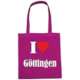 Tasche I Love Göttingen Größe 38x42 Farbe Pink Druck Weiss