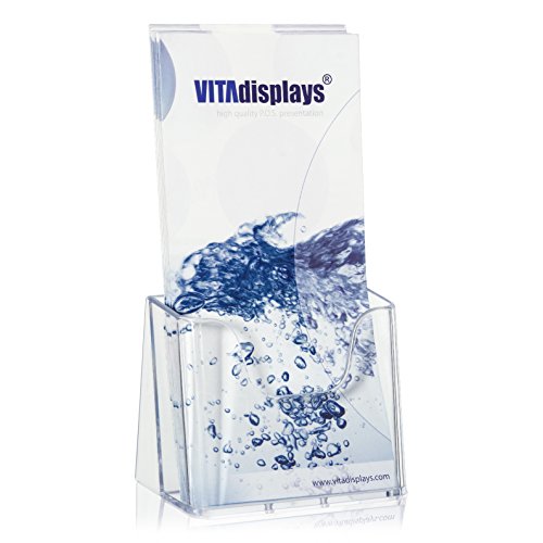 VITAdisplays® „1/3 A4“ Prospektständer, Flyerhalter, Prospekthalter, Transparent (NE-104) - 2