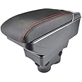 Dual-Layer Black Leather Arm Rest For 208 2013-2018 Centre Console Storage Box Armrest