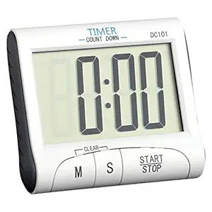 Baskety Digital Kitchen Timer & Stopwatch, Large Digits, Loud Alarm, Magnetic Stand (White) DC101