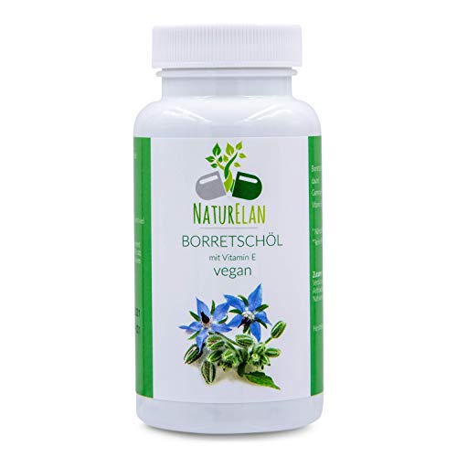 Olio di borragine vegane perle - 90 capsule con olio di borragine da 500 mg ciascuna - con acidi grassi omega-6 (acido linoleico al 45%), acido gamma-linolenico 100 mg e vitamina E 15 mg