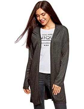 oodji Ultra Damen Verschlussloser Cardigan mit Seitentaschen