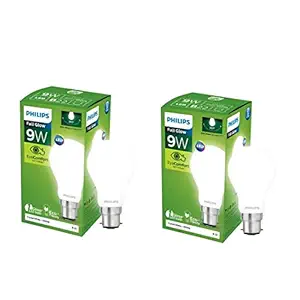 Philips Full Glow Energy Saver Glass B22 LED Bulb | 9-watt , 825 Lumen Full Glow Frosted Diffused LED Bulb, Cool Daylight, Pack of 2