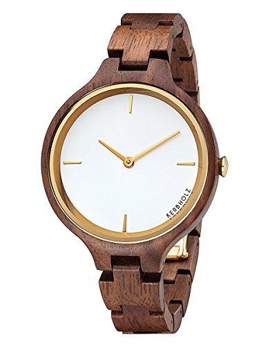 Kerbholz Hinze Walnuss Gold Damen-Holzuhr Hinze-Walnut-Gold Kerbholz Hinze Walnuss Gold Damen-Holzuhr Hinze-Walnut-Gold