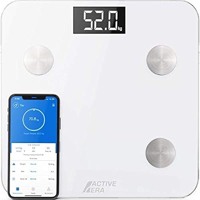 Active Era Balance Pèse-Personne Avec Application Connectée et 15 Caractéristiques (BMI/BFR/Muscle/Eau/Graisse Corporelle/Masse osseuse/BMR etc) - Blanc