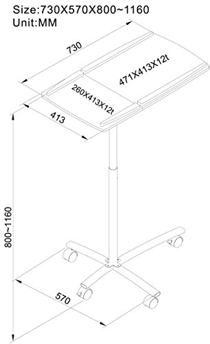 SixBros. Laptoptisch Projektionstisch Weiß – B-001N/2078 – MDF Weiß – Gestell Metall Weiß - 5