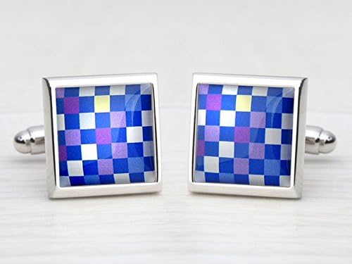 Multi Coloured Chess Board Chequered Cufflinks