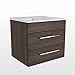 Produktbild Design Badmöbel Unterschrank + Waschbecken 60 cm in der Farbe Braun / Dunkelbraun / Soft-Close / Montagefertig / Eiche / MADE IN GERMANY