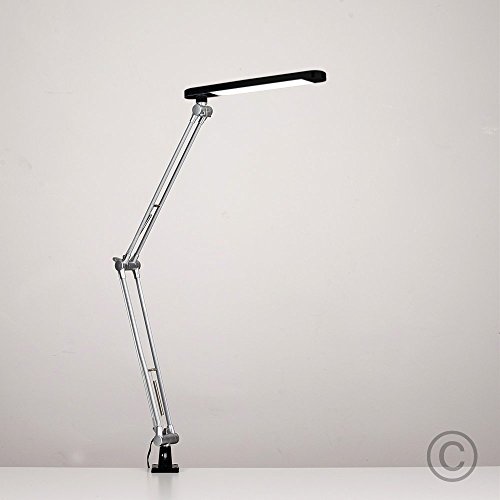 Moderne, schwarze und verstellbare LED Schreibtischlampe und Leselampe – Klemmleuchte - 3