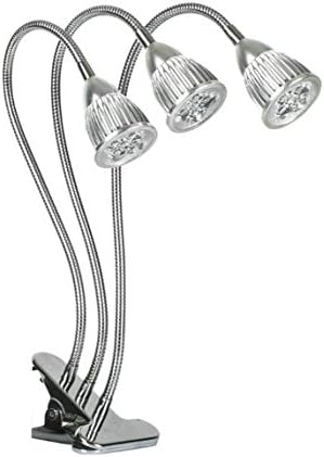 LED Grow Light, GoodPro 15W Three Head Clip Desk Grow Lamp with 360 Degree Flexible Gooseneck Three Separate Control Switches