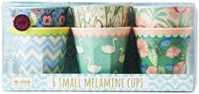 Small Melamine Curved Cup - Set of 6 Shine Print Cups - by Rice DK