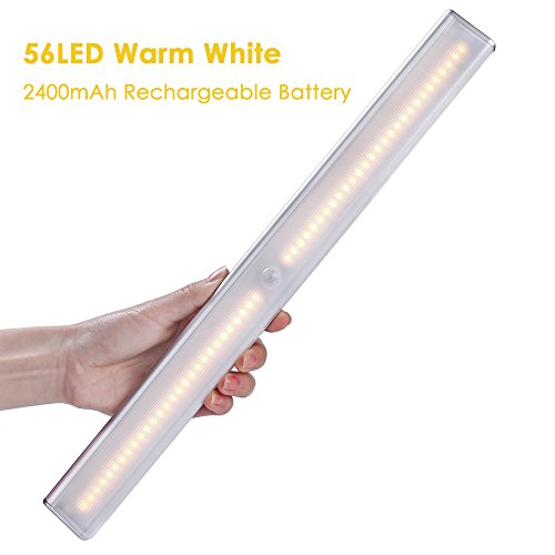 Preisvergleich Produktbild 56 LED Schrankbeleuchtung, LOFTer Hochwertig LED Schrankleuchte mit Bewegungsmelder, 4 Licht Modus mit Magnetsband Montage für Schrank Treppe Küche etc.(Warmweiß)