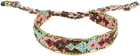 Gold Beaded Hand Woven Braided Women's Friendship Bracelets Peru Fashion Handmade Jewelry, Blue/Red/Brown