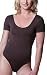 Produktbild R-Dessous Damen Body kurzarm Bodysuit Leotard Top Trikot nahtlose Microfaser Sport Shirt Rundhals braun Groesse: S/M