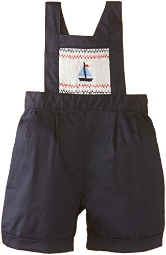 Rachel Riley Baby-Boys Sailboat Smocked Dungarees, Blue (Navy), 6-9 Months (Manufacturer Size:6 Months)