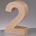 3D Number "2" Paper Mache Signs Buff Papp Art Freestanding 17.5cm x 5.5cm (Number 2)