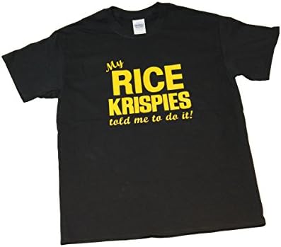 My Rice Krispies Made Me Do It. Mens Funny T-shirt. Black with yellow vinyl print. (medium 38" - 40")