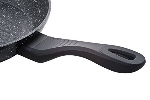 ITSS4You IT-3000 3er Pfannenset aus geschmiedetem Aluminium mit Edelstahlboden, Antihaftbeschichtet, Marmor Beschichtung und Soft Touch Griff, schwarz, Ø20cm, Ø24cm, Ø28cm - 4
